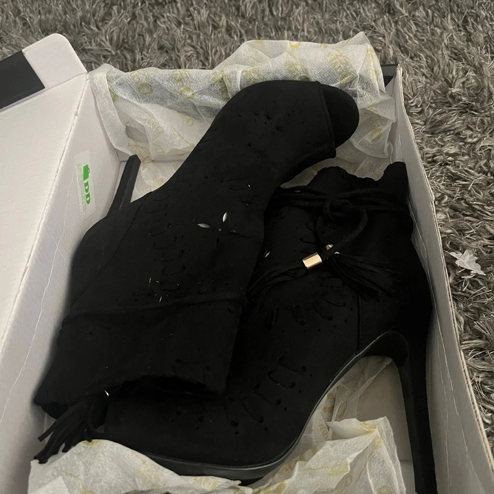 Open Toe Suede Ankle Boot - Picture 3 of 9